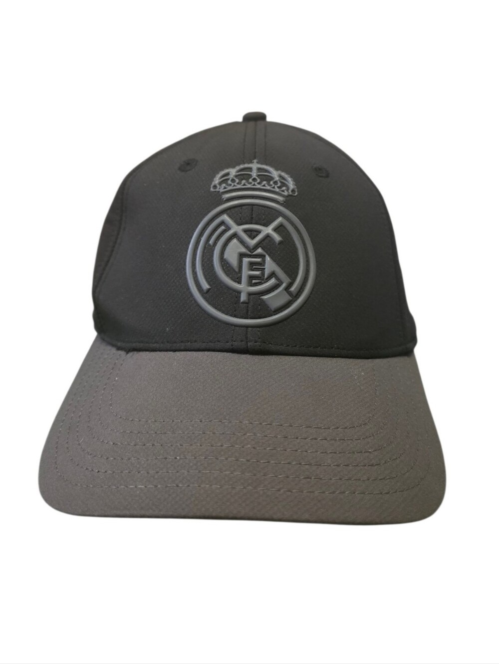 Official Real Madrid Crest Cap CF Grey & Black Tech Performance Adjustable Cap